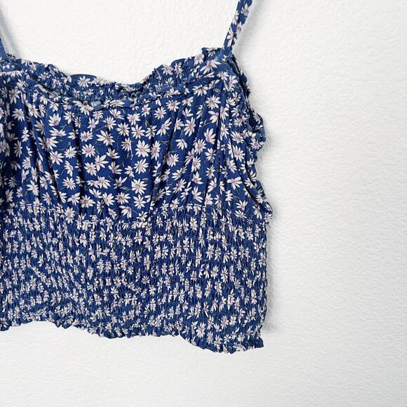 [American Eagle Outfitters] Blue Floral Ditsy Print Cropped Tank Top Sz Medium M - Picture 8 of 10